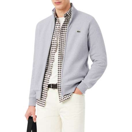 Sweat gris zippé en molleton de coton mélangé à coupe droite - Image 2