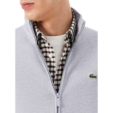 Sweat gris zippé en molleton de coton mélangé à coupe droite - Image 4