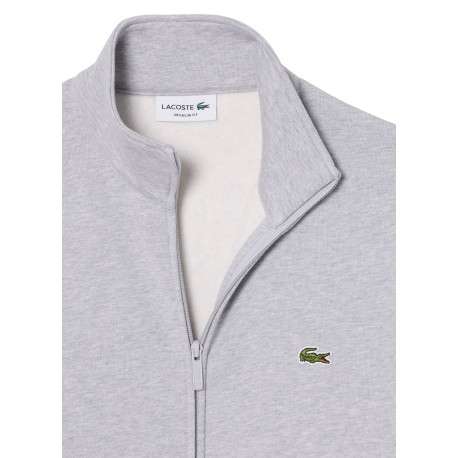 Sweat gris zippé en molleton de coton mélangé à coupe droite - Image 5