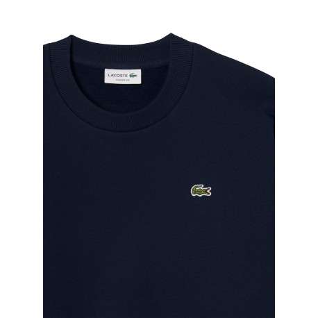 Sweat bleu marine à col rond en molleton de coton mélangé pourvu coupe droite - Image 6