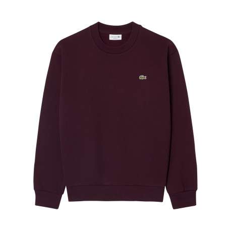 Sweat bordeaux à col rond en molleton de coton mélangé avec une coupe droite