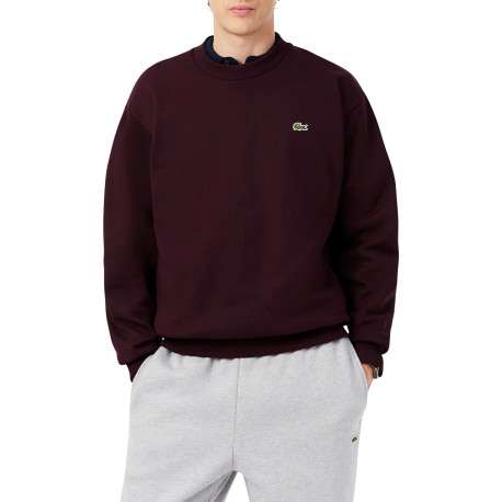 Sweat bordeaux à col rond en molleton de coton mélangé avec une coupe droite - Image 2