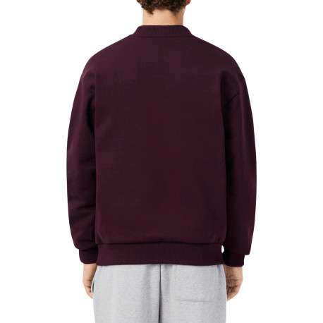Sweat bordeaux à col rond en molleton de coton mélangé avec une coupe droite - Image 3