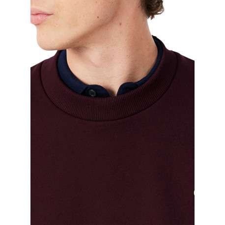 Sweat bordeaux à col rond en molleton de coton mélangé avec une coupe droite - Image 4