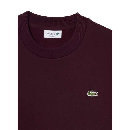 Sweat bordeaux à col rond en molleton de coton mélangé avec une coupe droite - Image 6