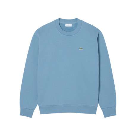 Sweat bleu à col rond en molleton de coton mélangé doté d'une coupe droite