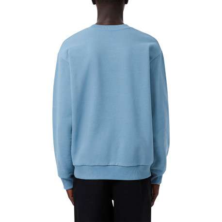 Sweat bleu à col rond en molleton de coton mélangé doté d'une coupe droite - Image 3