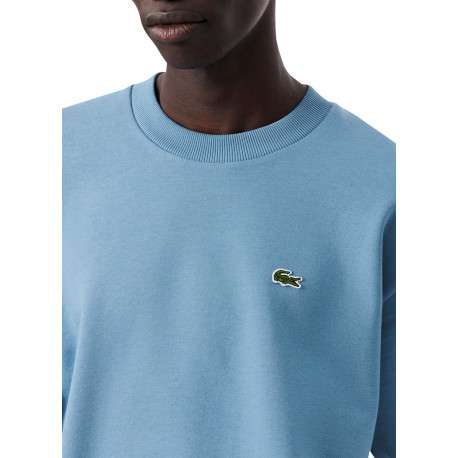 Sweat bleu à col rond en molleton de coton mélangé doté d'une coupe droite - Image 4