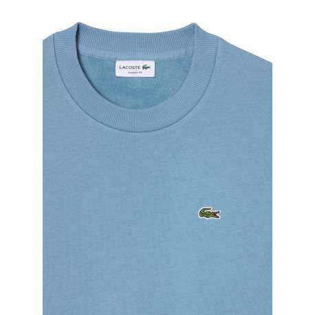 Sweat bleu à col rond en molleton de coton mélangé doté d'une coupe droite - Image 6