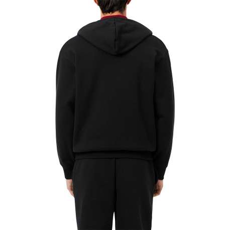 Sweat noir zippé à capuche en coton mélangé pourvu d'une coupe droite - Image 2