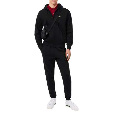 Sweat noir zippé à capuche en coton mélangé pourvu d'une coupe droite - Image 3