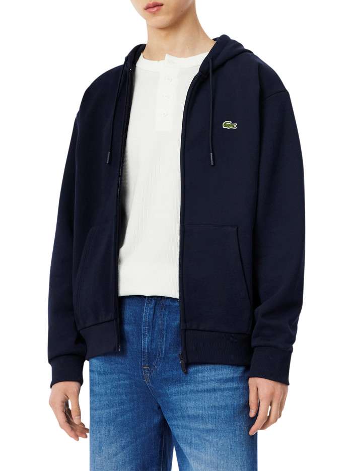 Sweat bleu marine zippé à...