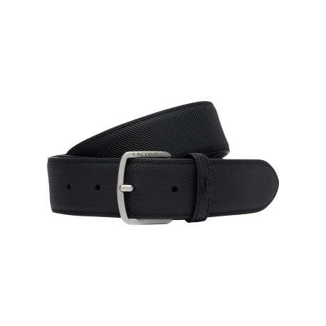 Ceinture noire à effet piqué pourvue d'une boucle ardillon gravée