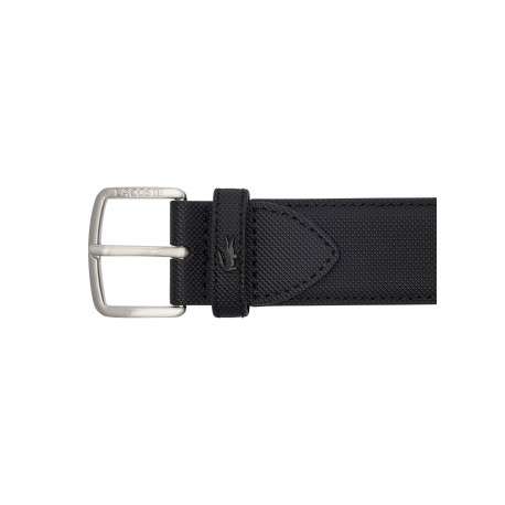 Ceinture noire à effet piqué pourvue d'une boucle ardillon gravée - Image 2