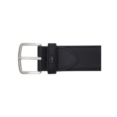 Ceinture noire à effet piqué pourvue d'une boucle ardillon gravée - Image 3