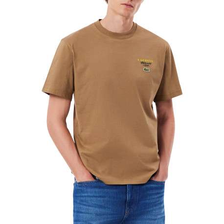 T-shirt en coton beige à imprimé raquette de tennis dans le dos - Image 2