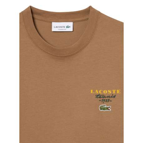 T-shirt en coton beige à imprimé raquette de tennis dans le dos - Image 6