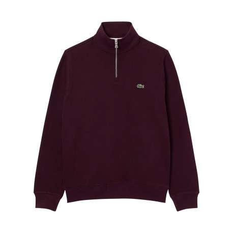 Sweat col montant zippé en coton bordeaux pourvu d'une coupe droite