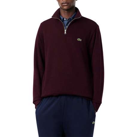 Sweat col montant zippé en coton bordeaux pourvu d'une coupe droite - Image 2