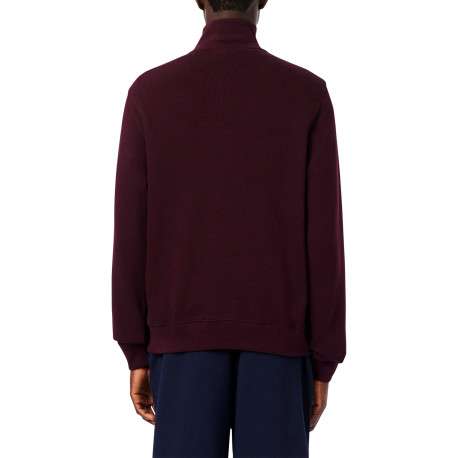 Sweat col montant zippé en coton bordeaux pourvu d'une coupe droite - Image 3