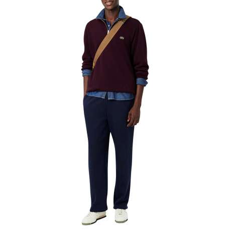 Sweat col montant zippé en coton bordeaux pourvu d'une coupe droite - Image 5