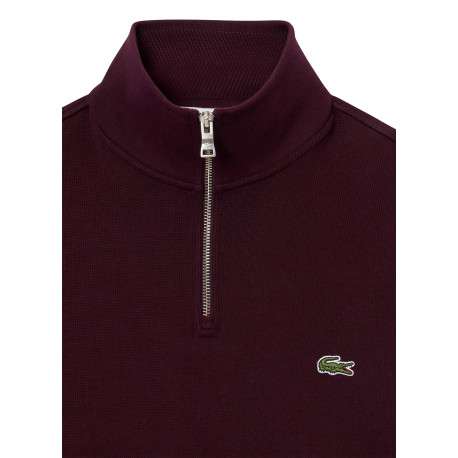Sweat col montant zippé en coton bordeaux pourvu d'une coupe droite - Image 6