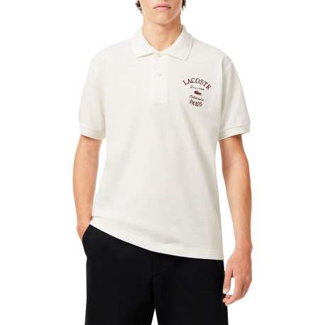 Polo style rétro en coton écru avec une coupe droite et un col boutonné - Image 2