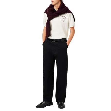 Polo style rétro en coton écru avec une coupe droite et un col boutonné - Image 5