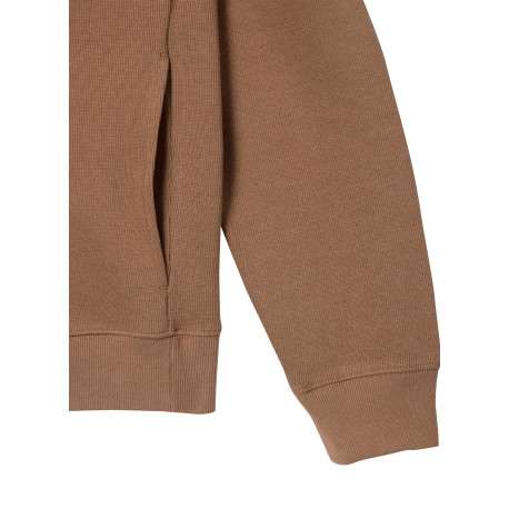 Sweat col montant zippé en coton beige pourvu d'une coupe droite - Image 6