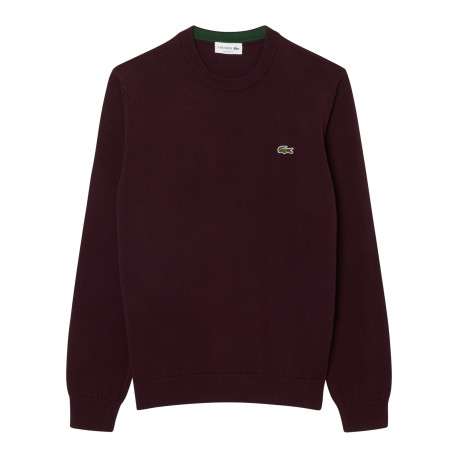 Pull en coton molletonné bordeaux doté d'une coupe droite à col rond