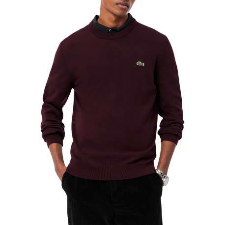 Pull en coton molletonné bordeaux doté d'une coupe droite à col rond - Image 2
