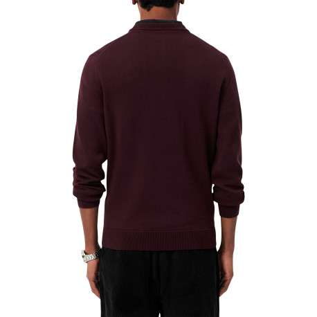 Pull en coton molletonné bordeaux doté d'une coupe droite à col rond - Image 3