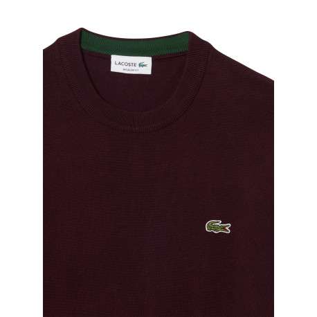Pull en coton molletonné bordeaux doté d'une coupe droite à col rond - Image 6