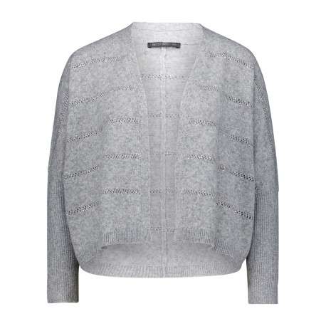 Gilet gris à rayures ornés de sequins à coupe droite avec un col V