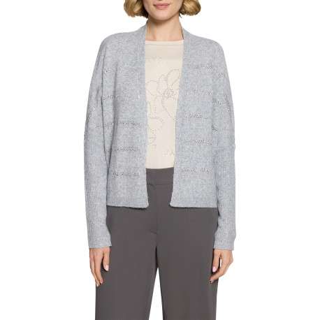 Gilet gris à rayures ornés de sequins à coupe droite avec un col V - Image 2