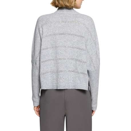 Gilet gris à rayures ornés de sequins à coupe droite avec un col V - Image 3