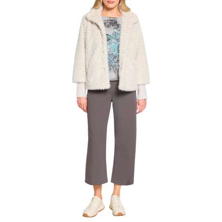 Blouson écru à motifs géométriques pourvu d'une coupe droite et d'un col montant - Image 2