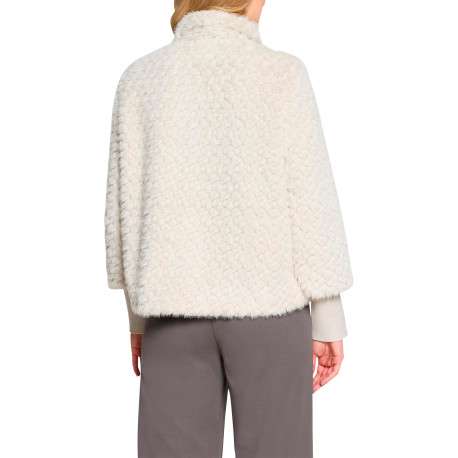 Blouson écru à motifs géométriques pourvu d'une coupe droite et d'un col montant - Image 3