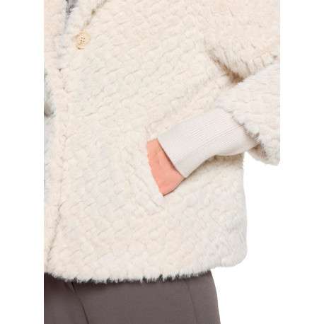 Blouson écru à motifs géométriques pourvu d'une coupe droite et d'un col montant - Image 5