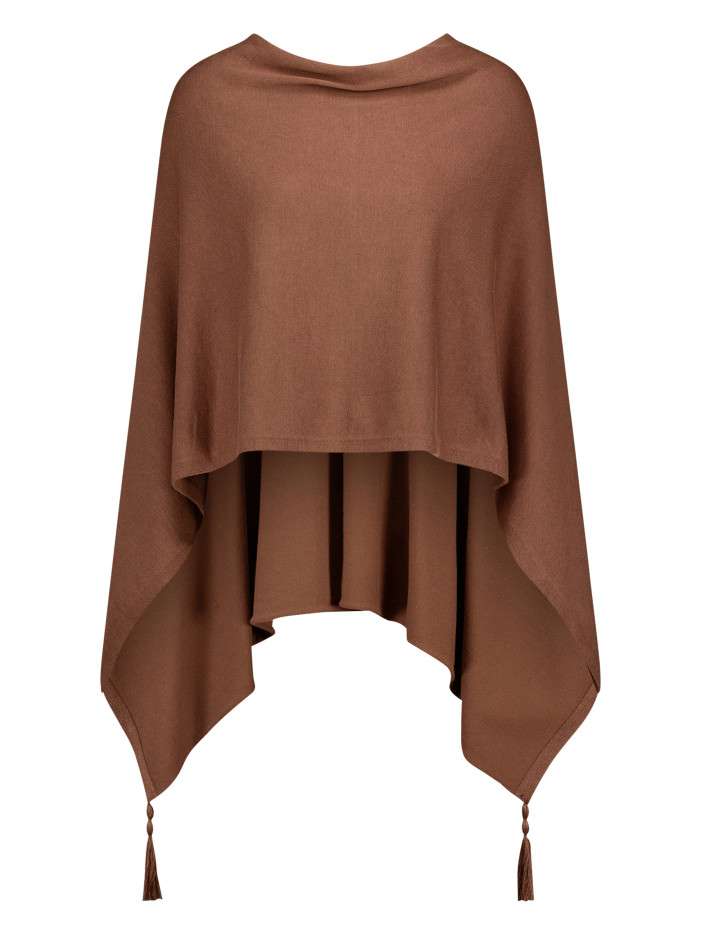 Poncho marron à coupe...