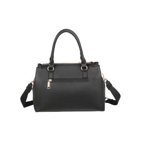 Sac à main noir en simili-cuir avec multi-fermetures éclair et pochette amovible - Image 3