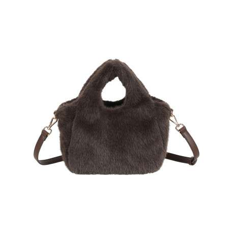 Sac à main noir en fausse fourrure avec 1 bandoulière réglable - Image 3
