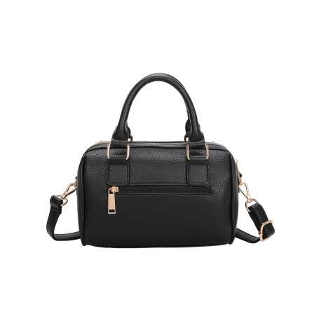 Sac bowling en simili-cuir grainé noir avec des détails zippés et bijou de sac - Image 3