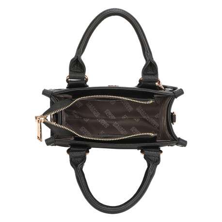 Mini sac à main noir en simili-cuir grainé avec une pampille en forme de coeur - Image 4