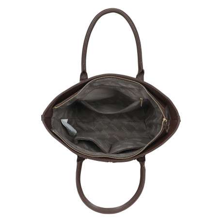 Sac à main cabas évasé en simili-cuir grainé marron avec 1 bandoulière réglable - Image 4