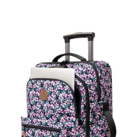Valise souple 4 roues Small Cagliari rose et bleue à imprimé floral - Image 2