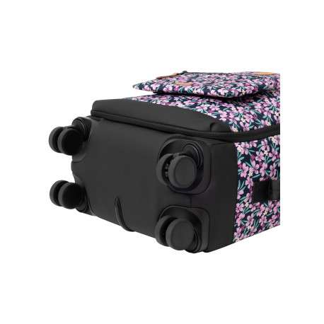 Valise souple 4 roues Small Cagliari rose et bleue à imprimé floral - Image 4