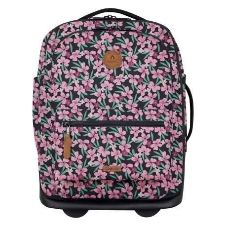 Valise souple 2 roues XS Cagliari rose et bleue à imprimé floral