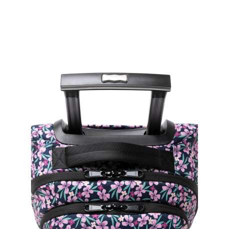 Valise souple 2 roues XS Cagliari rose et bleue à imprimé floral - Image 3