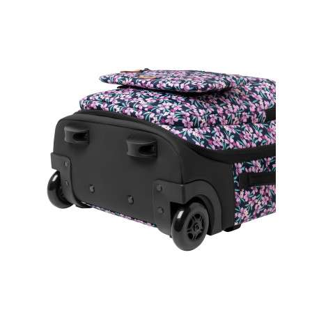Valise souple 2 roues XS Cagliari rose et bleue à imprimé floral - Image 4